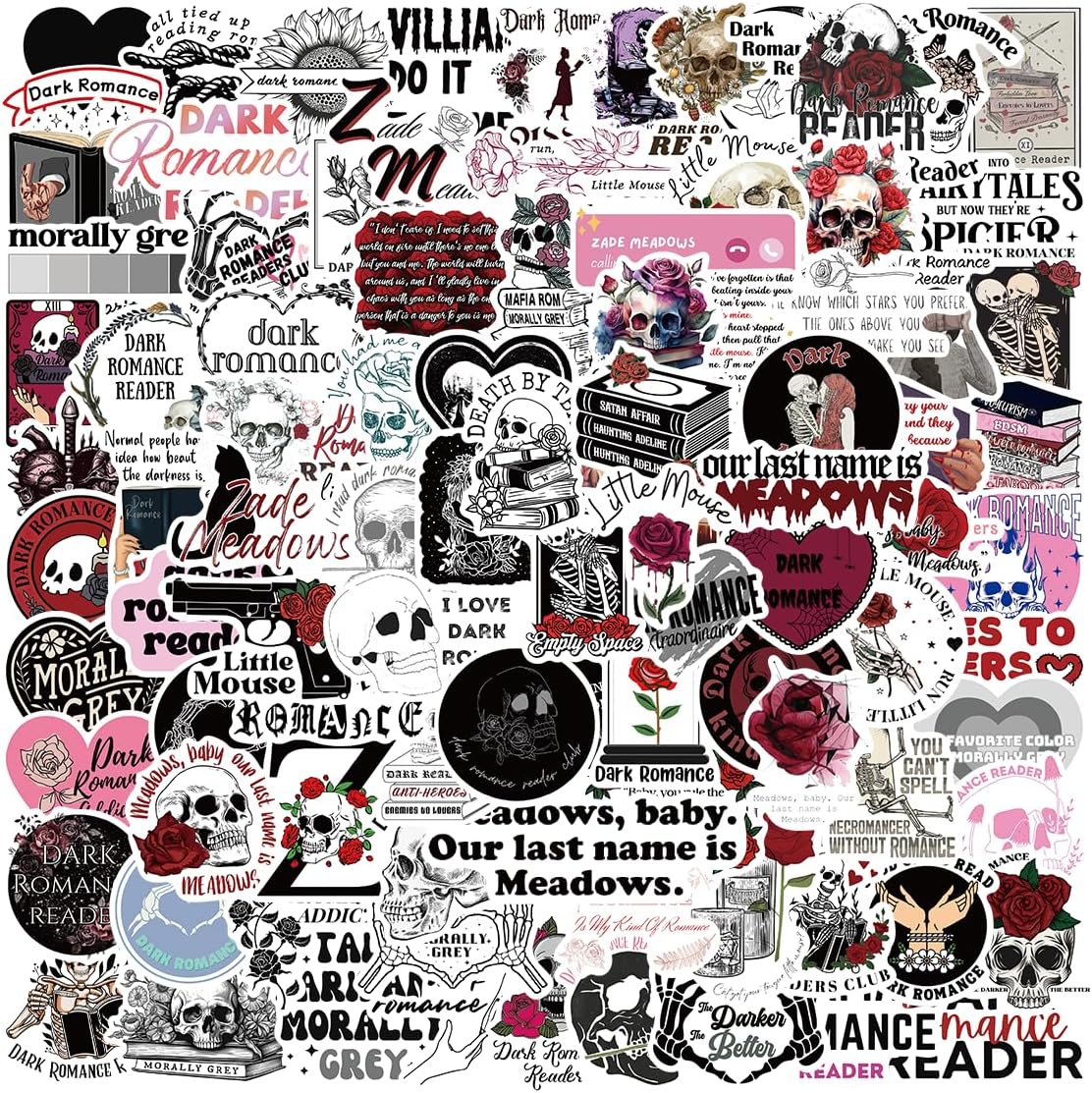 100 PC Dark Romance Sticker Collection for Kindle- Gothic Book Lover Stickers Pack