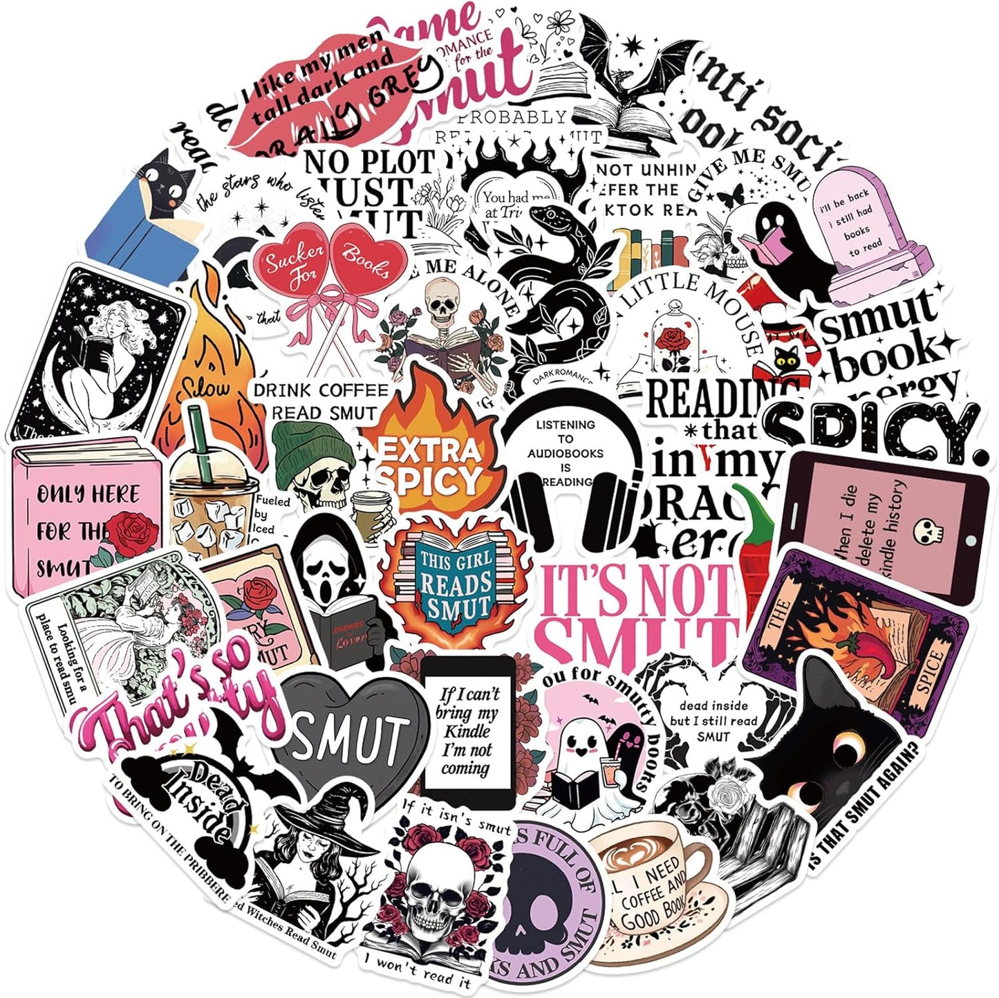 50 PC Smutty Book Stickers for Kindle- Spicy Romance Reader Stickers Pack